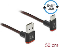 DeLock Angle (90°) / Regular USB 2.0 Cable USB-C male - USB-A male Black 0.5m (85275)