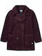 Basehit Women's Curly Short Half Coat with Buttons Burgundy