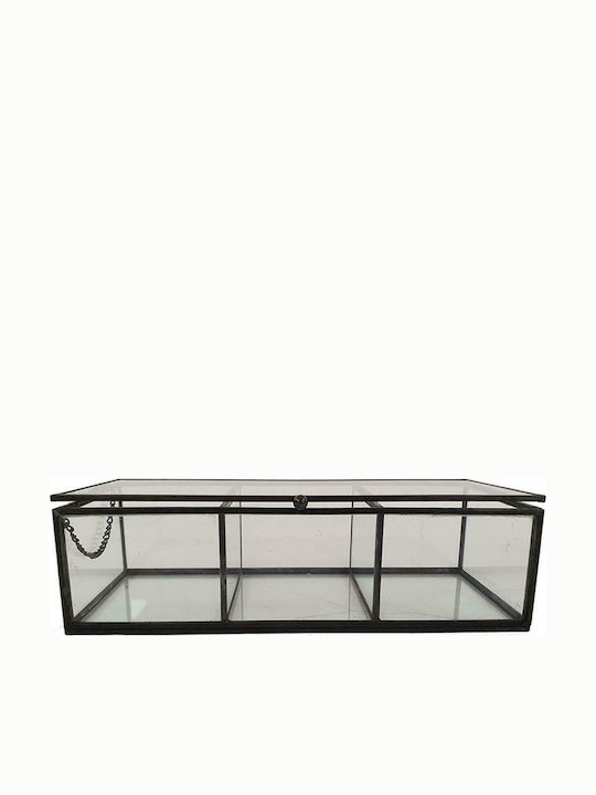 Κουτί Κοσμημάτων Γυάλινο Μαύρο 25x11x7cm