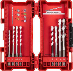 Milwaukee Shockwave Set of 8 Diamond Drills Carbide with Hexagonal Shank for Metal, Wood, Masonry, Glass and Tiles