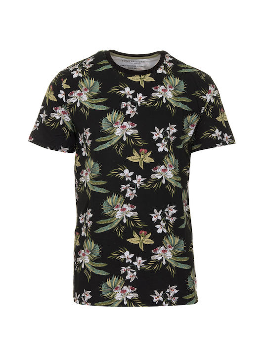 Funky Buddha Ανδρικό T-shirt Μαύρο Floral
