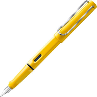 Lamy 018 Safari Stilou Mediu Galben din Plastic cu Albastru Cerneală