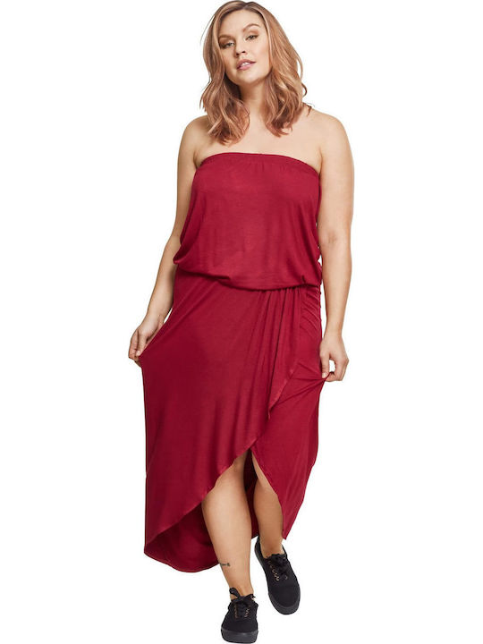 Urban Classics Summer Midi Wrap Dress Burgundy