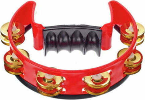 Pearl Ultra Grip Tambourine Red Plastic Hand Tambourine with Double Row Jingles