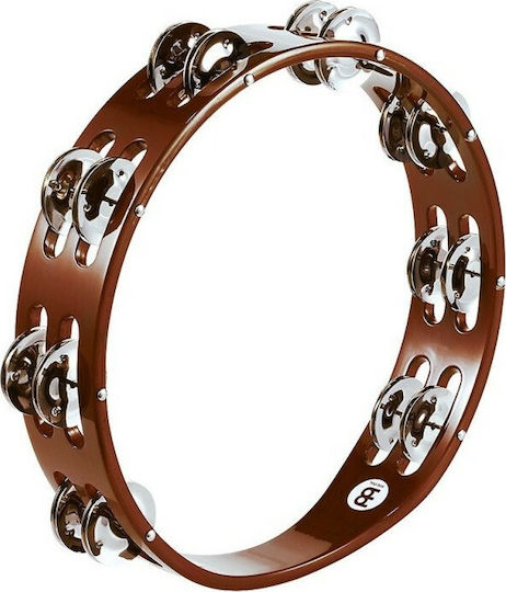 Meinl Traditional Steel Jingles Brown Wooden Handheld Tambourine Jingles in Double Row