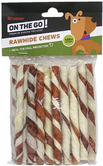 Pet Interest On The Go Rawhide Chews Dog Stick Treats Medium Breeds 12.5cm 100gr 12pcs 1242