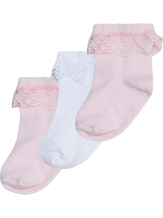 Energiers Girls 3 Pack Ankle Socks Pink