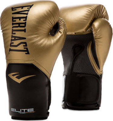 Everlast Elite Pro Style Synthetic Leather Boxing Competition Gloves Gold