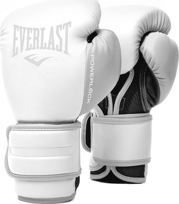 Everlast Powerlock 2 Боксови ръкавици от синтетична кожа за състезание Бели