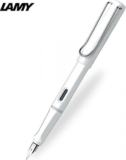 Lamy Safari 019 Πένα Γραφής Fine Λευκή από Πλαστικό με Μπλε Μελάνι