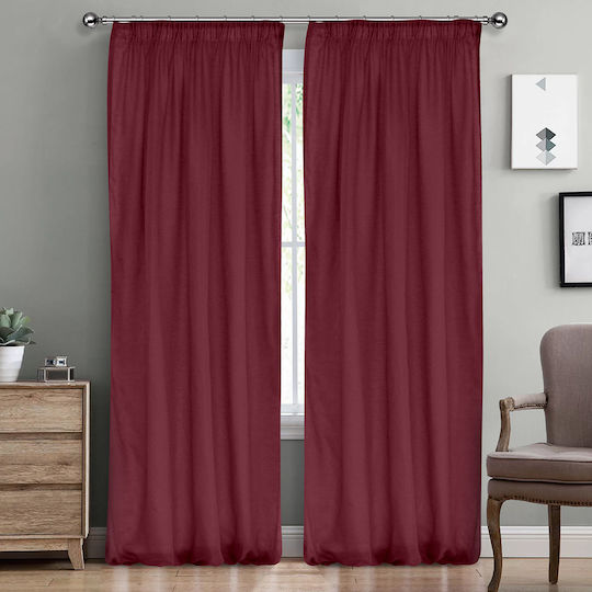 Lino Home Перде с Плик с Писалка Line 402 Бордо 300x295см