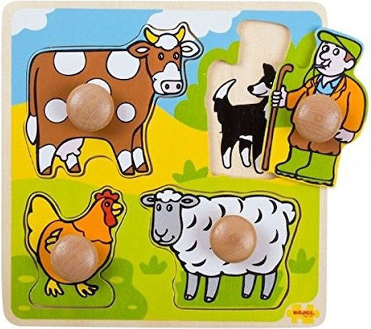 Lemnos Puzzle pentru Copii cu Îmbinări Ferma pentru 12+ ani+ Ani 4buc Big Jigs
