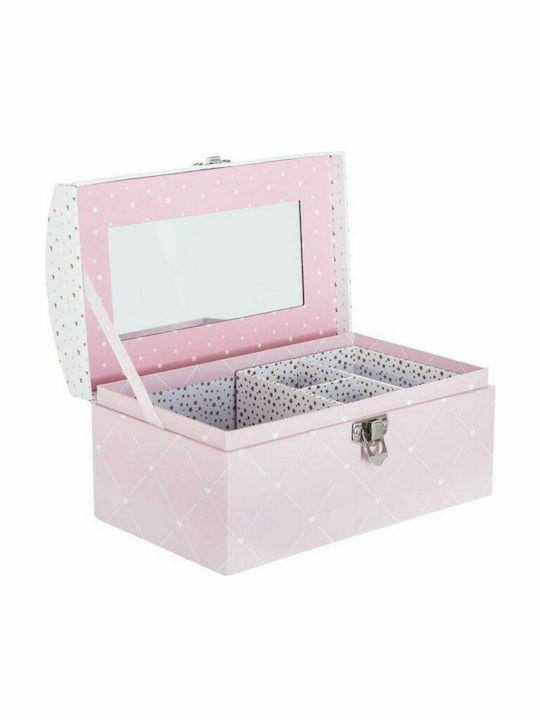 A-s Jewelry Jewellery Box with Mirror Pink 19.9x12x10.5cm