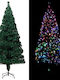 Christmas Green Tree with Metallic Base and Optical Fibers Lighting H180cm