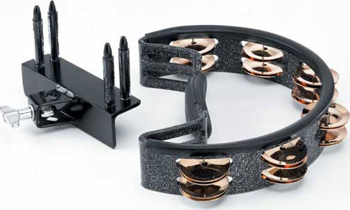 Pearl PTM-10 Schwarz Kunststoff Hi-Hat Tamburin mit doppelter Reihe von Zils