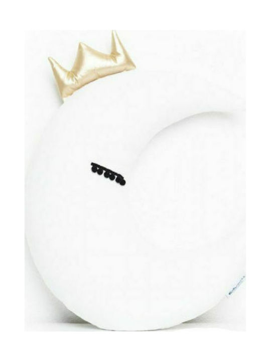 CozyDots Διακοσμητικό Μαξιλάρι Κούνιας Half Moon With Crown Λευκό 40x40cm