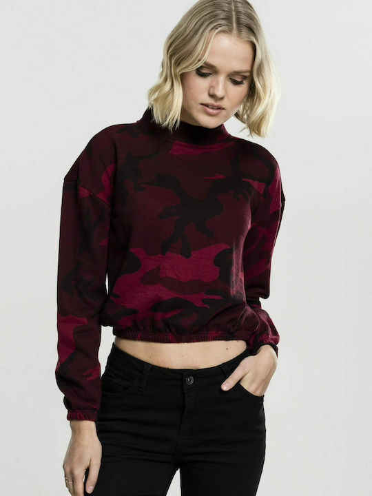 Urban Classics TB1722 Women's Cropped Sweatshirt Burgundy