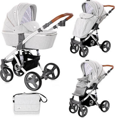 Lorelli Rimini 3 in 1 Adjustable 3 in 1 Baby Stroller Suitable for Newborn Grey & Black Dots