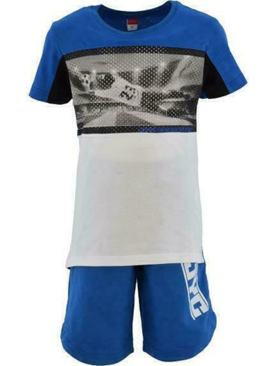Kids' Set with Shorts Summer 2pcs Blue with "Soccer" Blouse