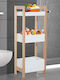 HomCom Επιδαπέδια Ραφιέρα Μπάνιου Bamboo με 3 Ράφια 27.5x27.5x27.5cm Λευκή