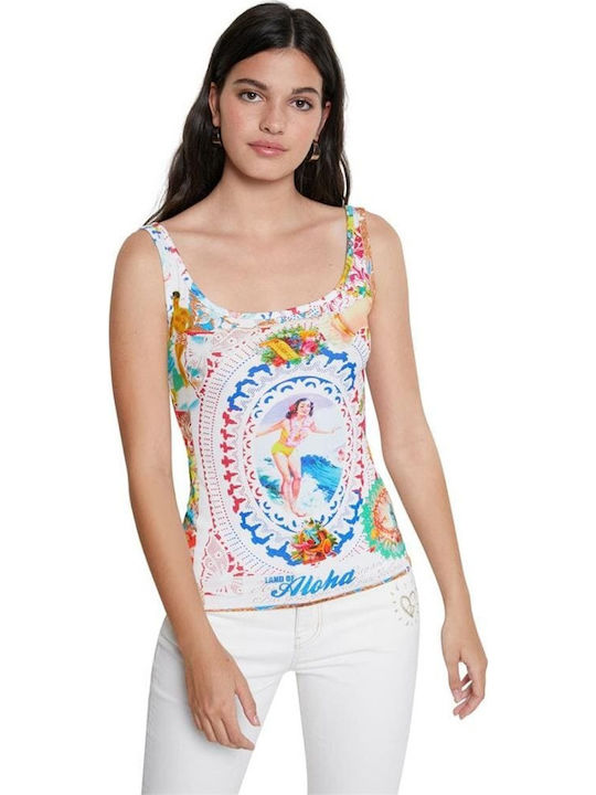 Desigual Thine In Love Women's Summer Blouse with Straps Floral White