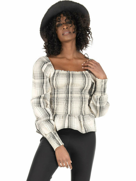 Only Damen Bluse Langärmelig Beige