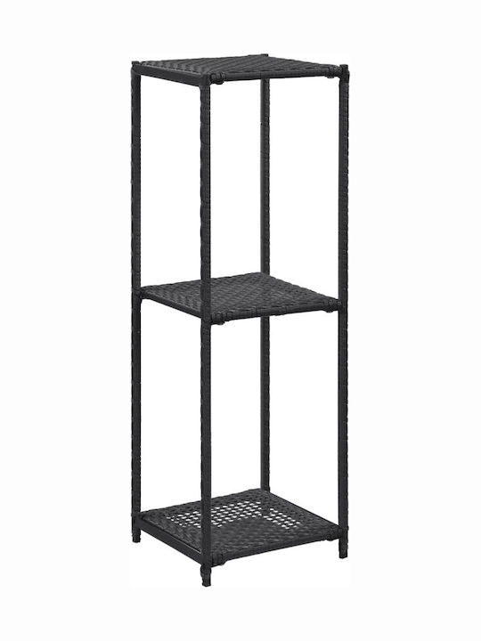 vidaXL Rattan Küchenregal Mit 3 Ebenen Schwarze 30x30x90cm