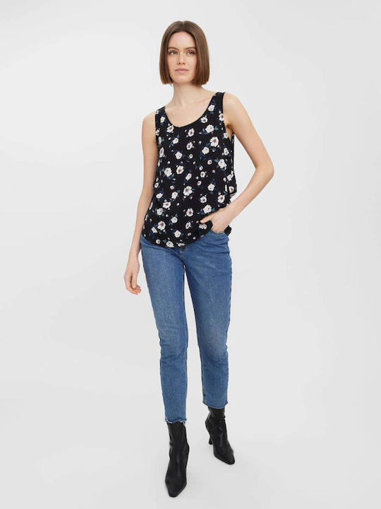 Vero Moda pentru Femei de Vară Bluză Fără mâneci Floral Praf de trandafiri