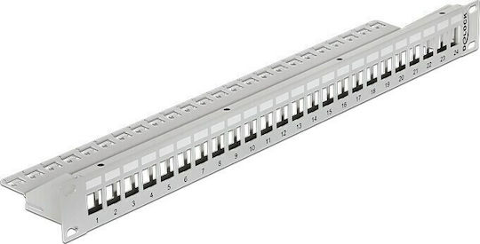 DeLock Keystone Patch Panel für Rack 1U 19" 24 Ports Gray