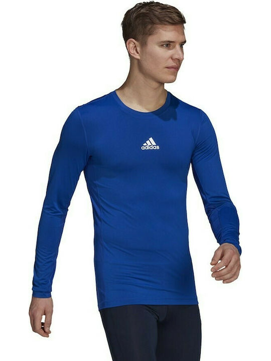 Adidas Techfit Ανδρική Μπλούζα Μακρυμάνικη Μπλε