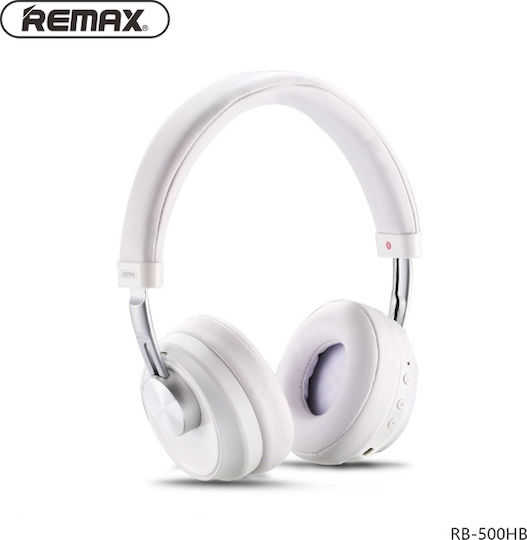 Remax RB-500HB Ασύρματα / Ενσύρματα On Ear Ακουστικά με 14 ώρες Λειτουργίας Λευκά