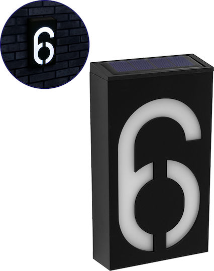 GloboStar Number 6 Wall Mounted Solar Light House Number 1W 100lm Cold White 6000K with Photocell IP55