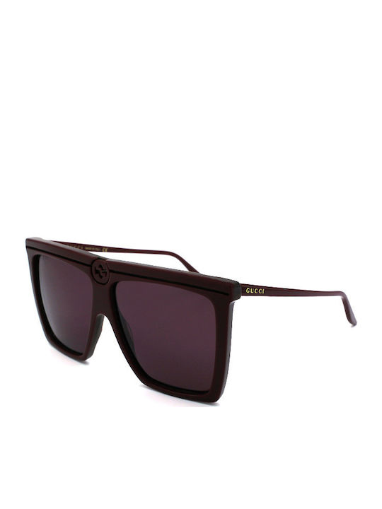 Gucci Damen Sonnenbrille mit Burgundisch Kunststoff Gestell und Lila Linse GG0733S 003