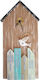 Kapadakis Wood Art Houses With Ceramic Dove Wall Clock Wooden Colorful 25x50cm