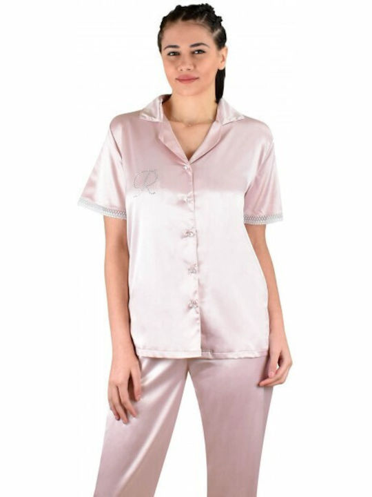 Rachel Women's Pyjama Set Satin Pink