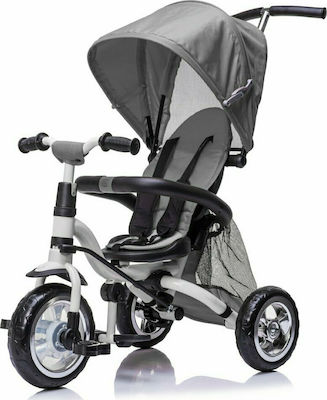 Fun Baby Kids Tricycle Foldable With Sunshade, Storage Basket & Push Handle for 18+ Months Gray