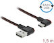 DeLock Ъгъл (90°) Плетен USB 2.0 Кабел USB-C Мъжки - USB-A Черен 1.5м 85282