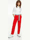 Tommy Hilfiger Ankle Women's High-waisted Crepe Trousers in Regular Fit Red