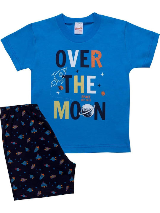 Minerva Set Top & Bottom Kids Summer Cotton Pyjamas Blue