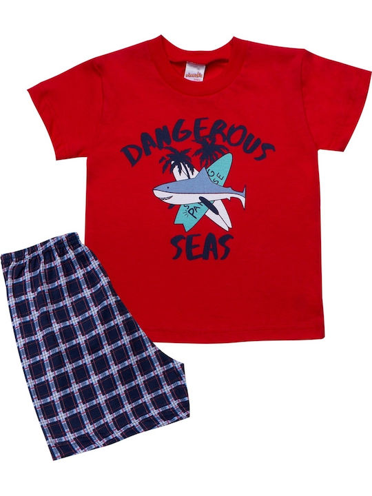 Minerva Kids' Pajamas Summer Red Dangerous Seas