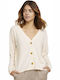 Tom Tailor Short Women's Cardigan with Buttons Beige