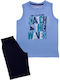 Minerva Kids' Pajamas Summer Light Blue CATCH THE WAVES