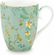 PiP Studio Jolie Flowers Κούπα από Πορσελάνη Blue 350ml