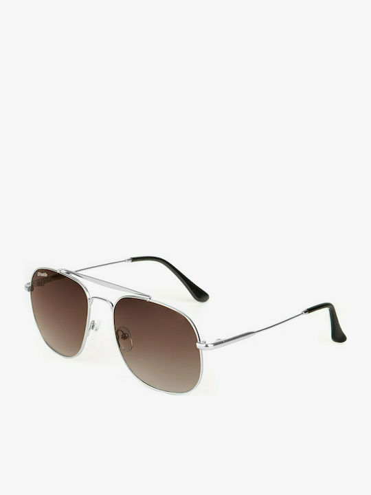 D.Franklin Roeder Sunglasses with Silver Metal Frame and Brown Gradient Lens DFKSUN2100-0001-UNI