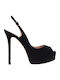 Mourtzi Suede Peep Toe Pantofi cu toc cu Toc Stiletto & Curea Negre