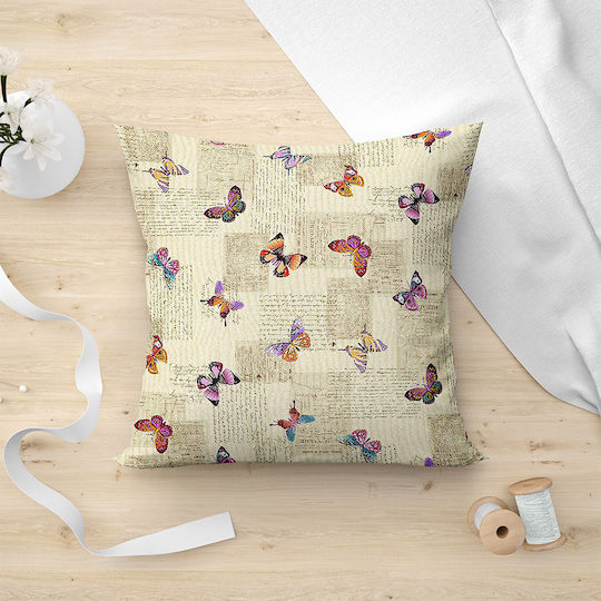 Lino Home Διακοσμητική Μαξιλαροθήκη Papillon από 100% Βαμβάκι 101 Beige 45x45εκ.