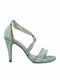 Menbur Women's Sandals with Thin High Heel In Silver Colour