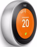 Google Nest Learning T3028FD Digital Thermostat Raum Intelligent mit Touchscreen und WLAN Edelstahl
