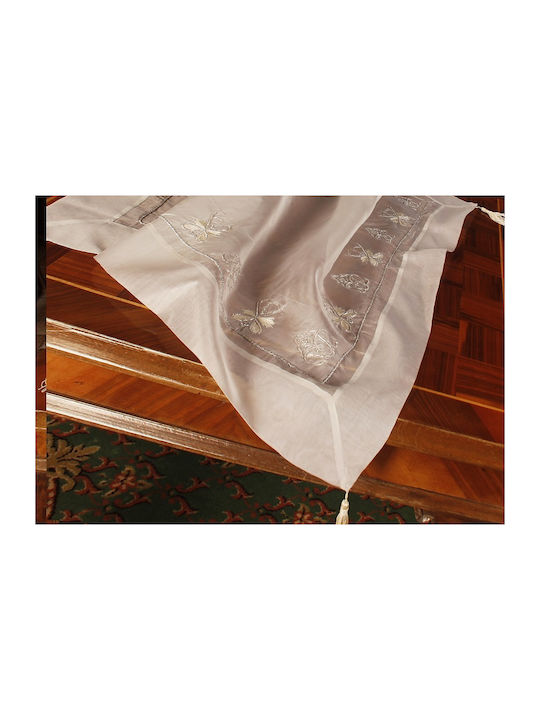 Mc Decor Checkered with Embroidery Set 5pcs Silver 120x120cm