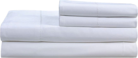 Sidirela Hotelbettlaken Weiß Einzel 160x260cm Baumwolle und Polyester 1Stück